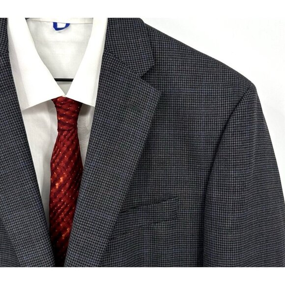 JOS A BANK jacket blazer sport coat traditional fit check 100% wool two btn 42L - Picture 2 of 9